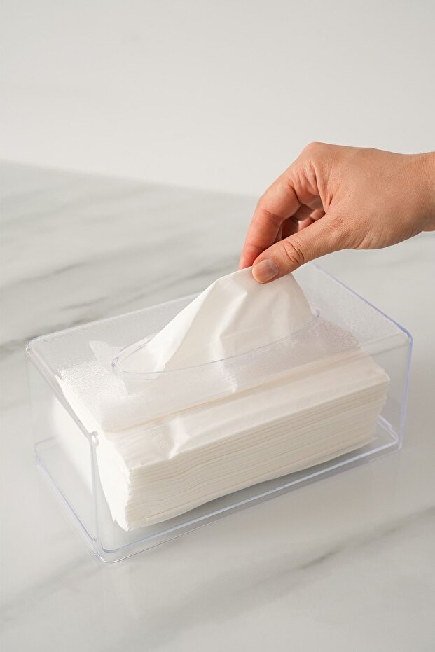 Şeffaf  Peçetelik Masa Üstü Modern Kağıt  Peçete Kutusu Organizer - 3