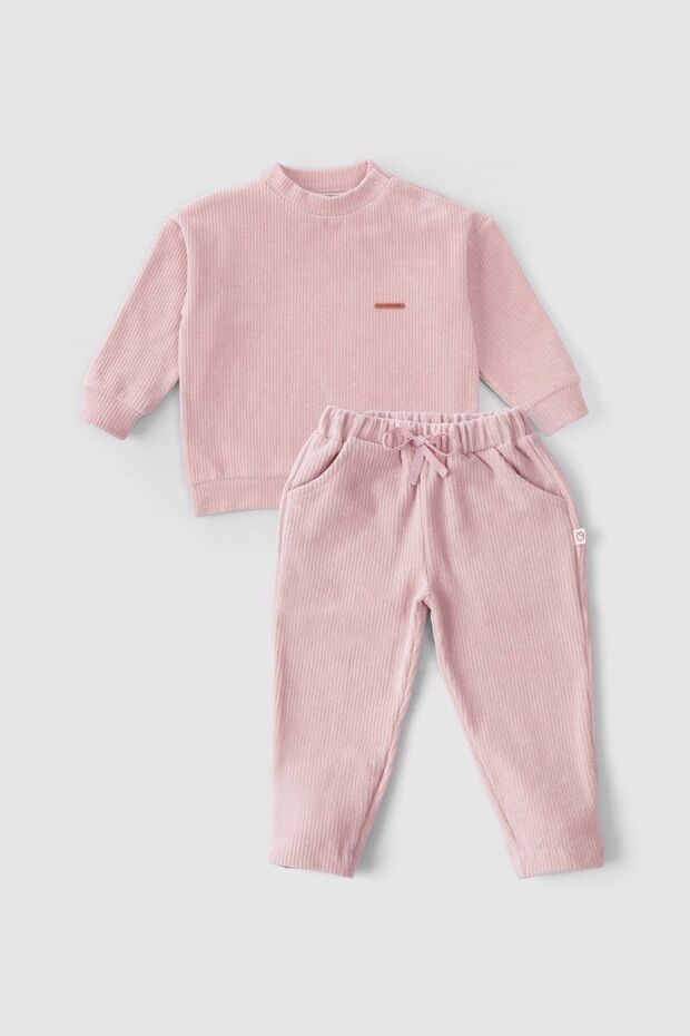 Corduroy Baby Tracksuit Set Pink