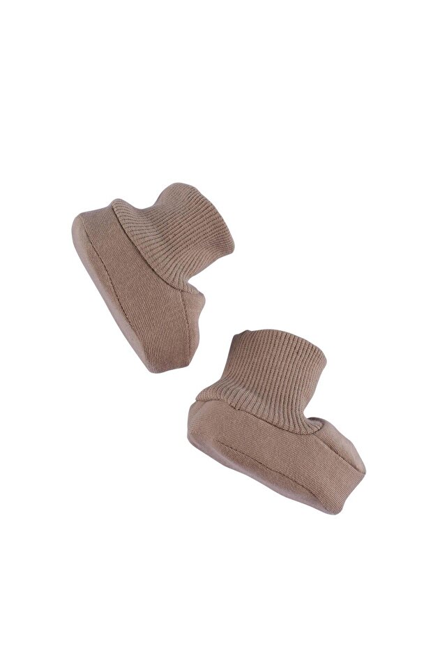Newborn Booties Brown Organic Cotton