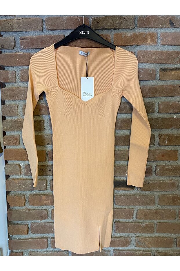 Önü Dekolte Fitilli Elbise - 1