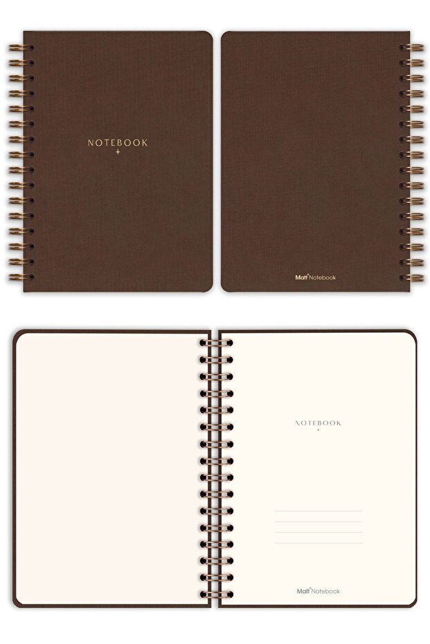 15x21 cm SpirAl Linen NotepAd - Brown A5 - 6