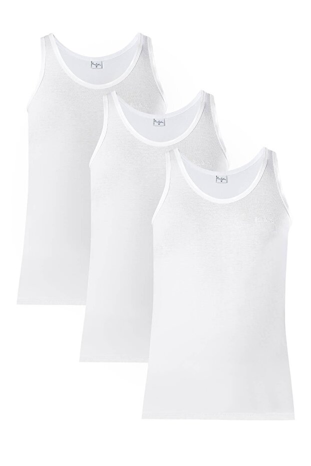 Erkek 3 Lü Beyaz Atlet - 3