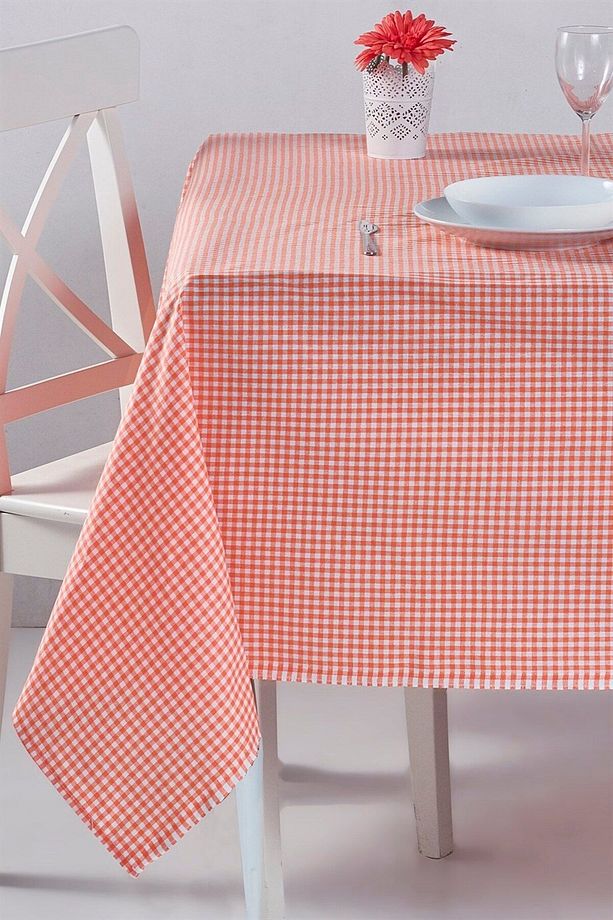 Pötikareli Turuncu Masa Örtüsü 170x220 Cm - Piknik Ve Kahvaltı Sofralarınız Için Uygun - 2