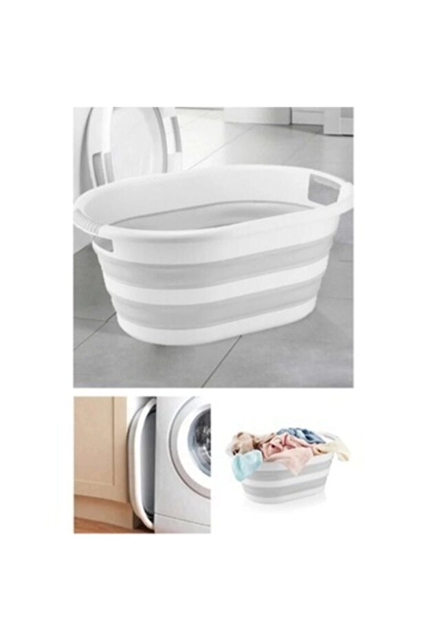 Gray Foldable Laundry Basket - 6