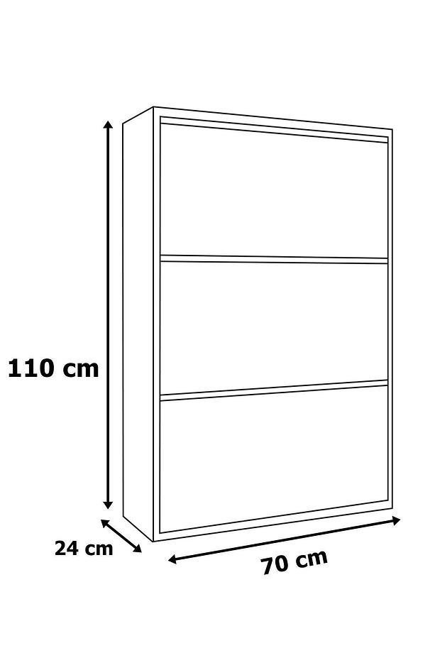 AE-1078 Vizyon Ayakkabılık Duvara Monte Edilebilir, Antrasit Düşer Kapak, 3 Kapaklı, 6 Raflı, 110 cm - 4