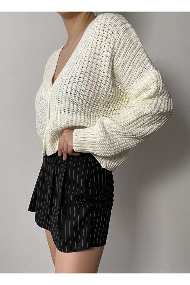 Kemik Basic Kısa V Yaka Triko Hırka 26020 - 4