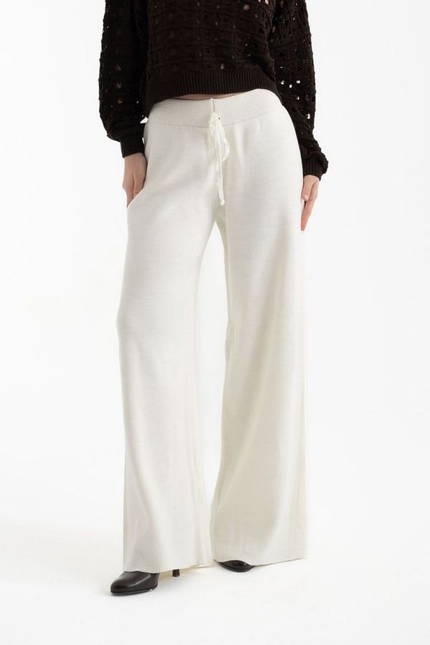 Bağcıklı Oversize Örme Pantolon - 2
