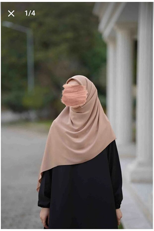وشاح مديني من الحرير كبير الحجم بلون القهوة الحليبية