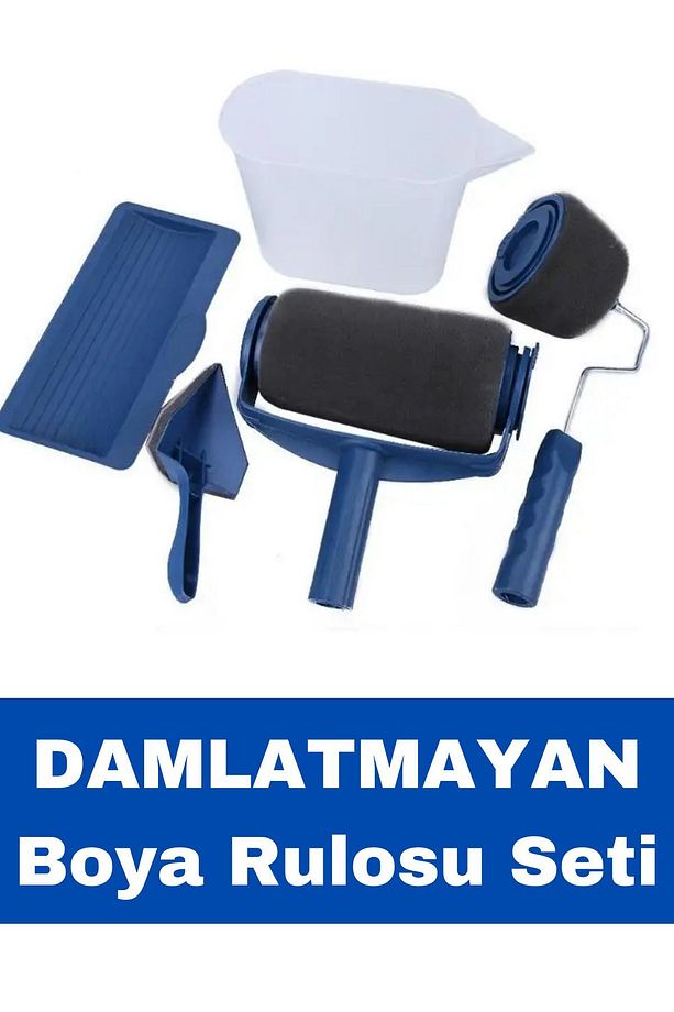 Damlatmayan Hazneli Rulo Seti Boya Fırçası Kolay Duvar Tavan Pratik Boyama Fırça Seti - 3