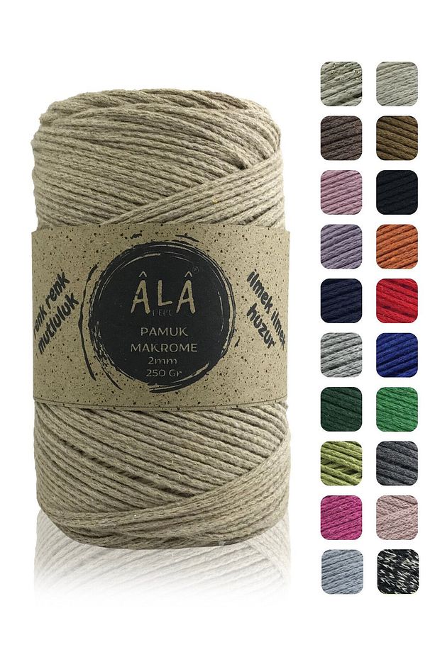 Koton Pamuk Makrome İpi 2mm Cotton Zincir Makrome Çanta İpi Supla İpi Koton İp 250 Gram - 1