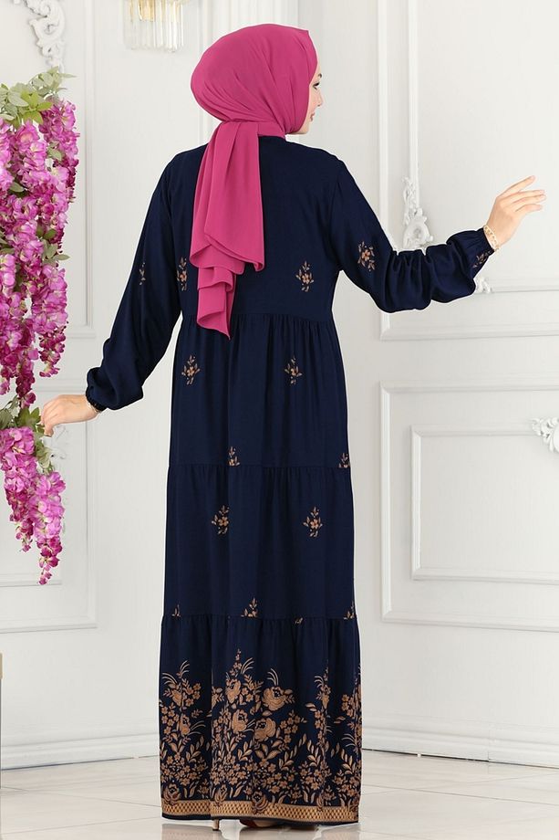 Yakası Bağlamalı Viskon Elbise 4087ZNN863 Laci - 5