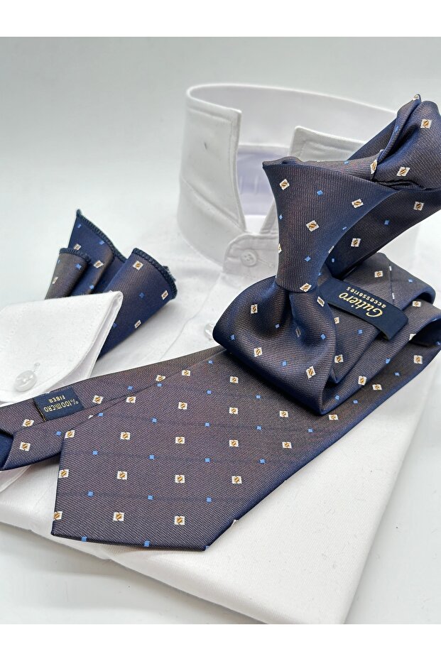 Handkerchief Patterned Brown Classic Tie