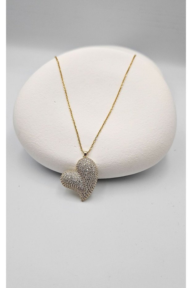 Steel necklace, heart detail , embellished necklace, stainless steel necklace, new season necklace.