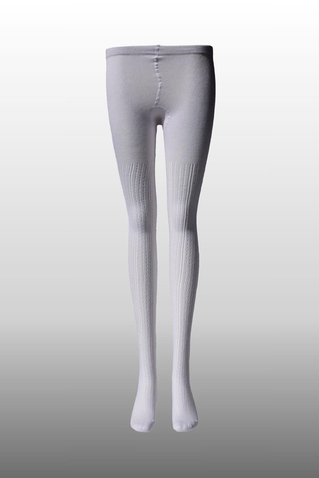Simala Girls' Karina Knitted Cotton Seasonal White Colored Pantyhose