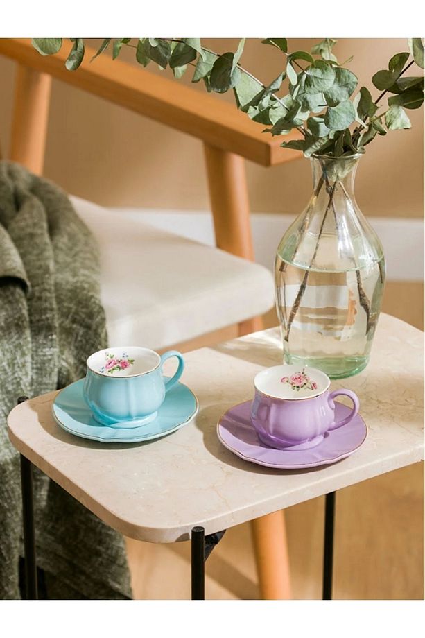 LCW HOME Porselen Kahve Fincan Takımı Çiçek Baskılı 2 Kişilik - 3