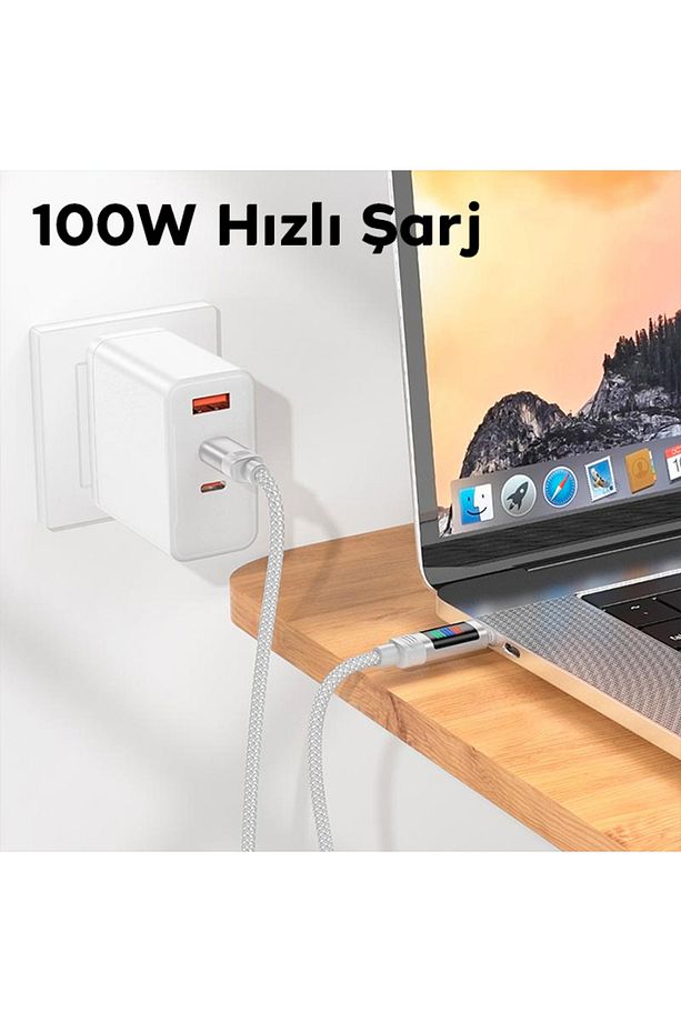 U126 Lantern 100W Type-C to Type-C Hızlı Data ve Şarj Kablosu - 2