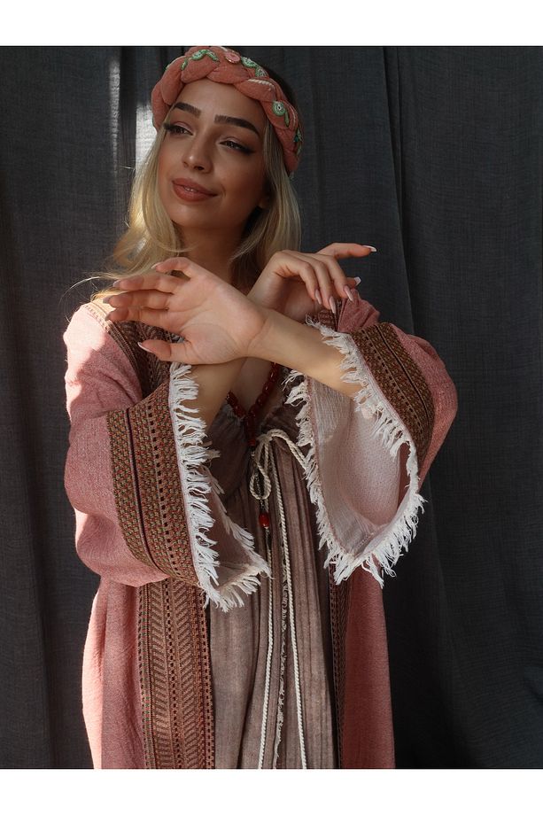 Tarsus Kaftan Kiremit / Tasarım Kaftan / Boho Stil Kaftan - 4