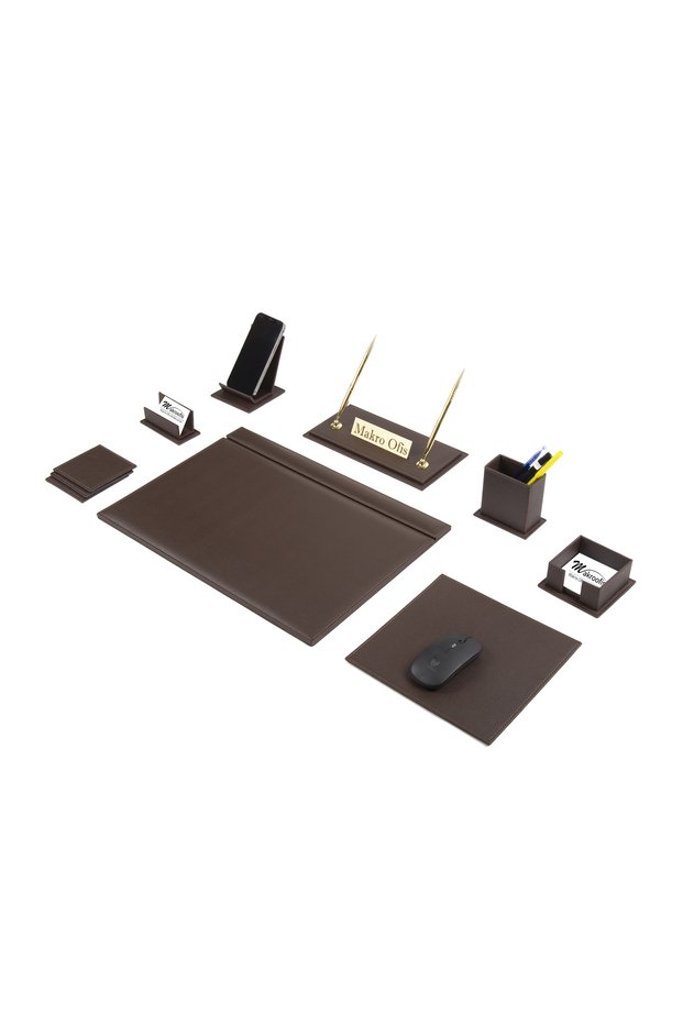 G101 Leather Desk Mat Set 10 Pieces Brown