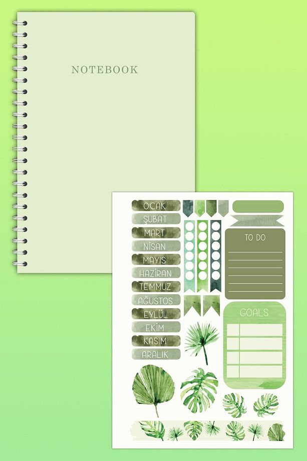 Notebook Sticker'lı 4'lü Çizgisiz Defter Seti (21X14,8CM 60'AR YAPRAK) My Dıy Planlayıcı Defter Seti - 5