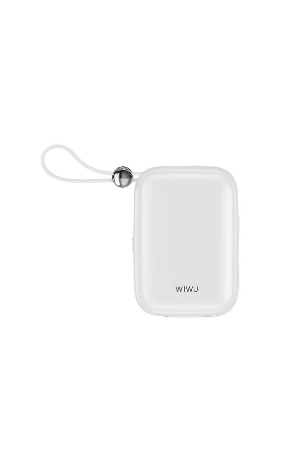 Lightning ve Type-C Kablolu Dijital Ekranlı Askılı Powerbank Wiwu Wi-P042 Monaco Seri 10000mAh Beyaz - 1