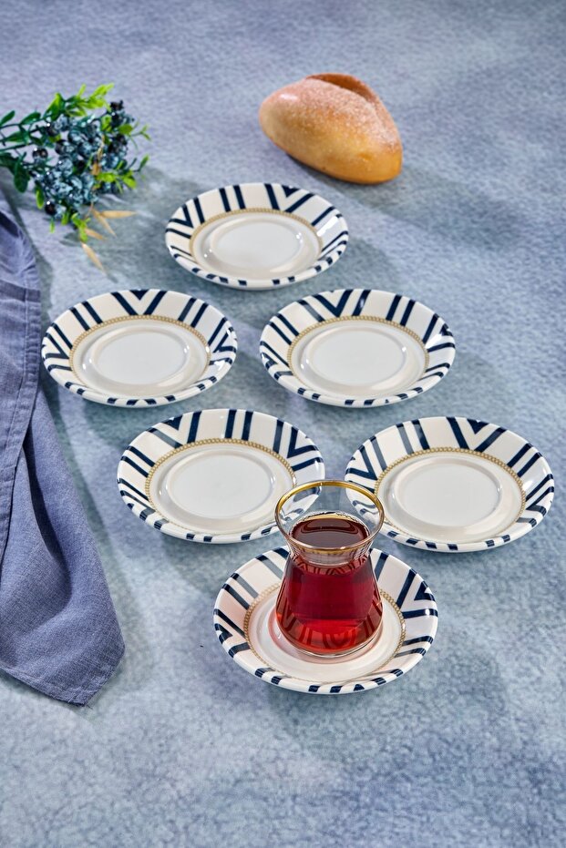 Special Series 12.5 cm Porcelain Alaçatı Patterned 6-Piece Tea Plate