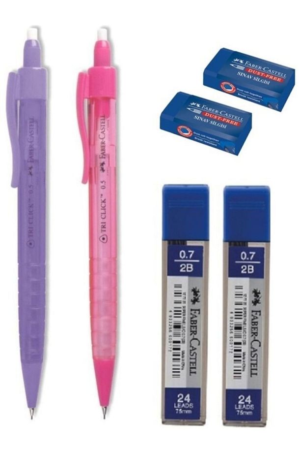 Faber-castell Tri Click Versatil Kalem 0.7 Mm 2'li Uç 0.7 Mm Sınav Silgi 2'li - 1