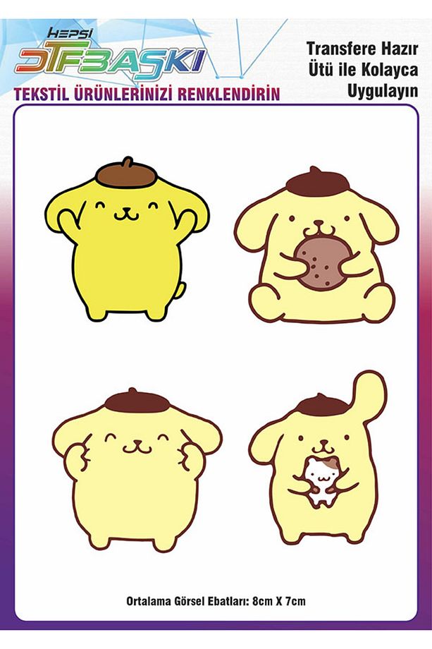 Pompompurin Ütü ile Yapışan Tişört Tekstil Transfer Dtf Baskı - 1