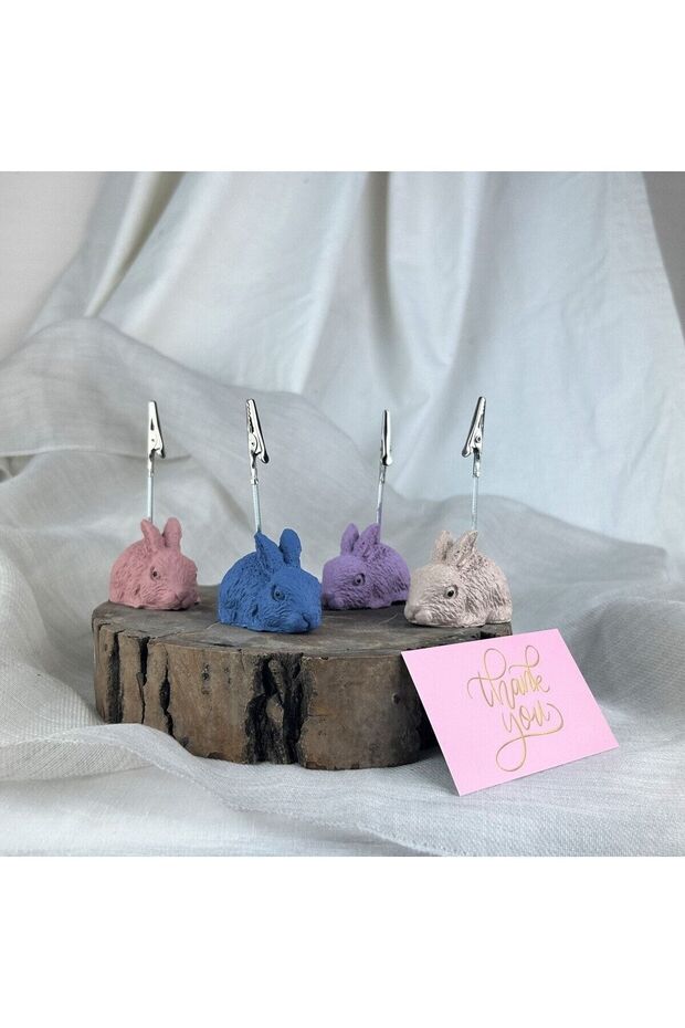Rabbit 4-Piece Note Holder Set ( Cream - Gray Blue - Antique Pink - Purple), Photo Holder