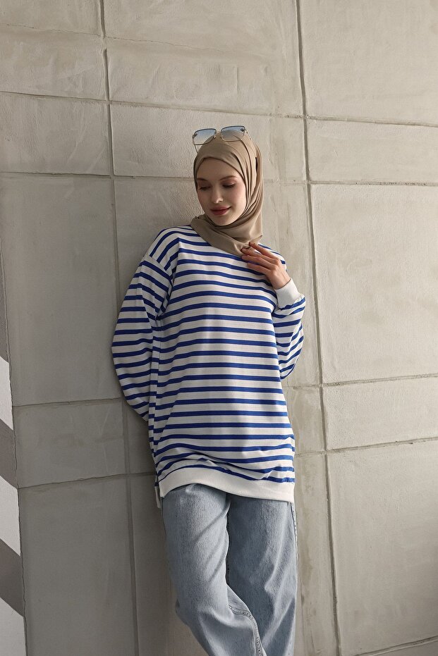 TWO THREAD TESETURES TUNIC STRIPES SWEATSHIRT - 1