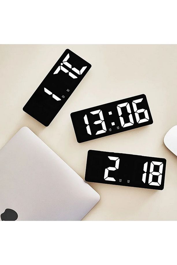 Masa Saati Derece Alarm Takvim Pil(Dahil Değildir)+Şarjlı Led Işıklı Dijital - 3