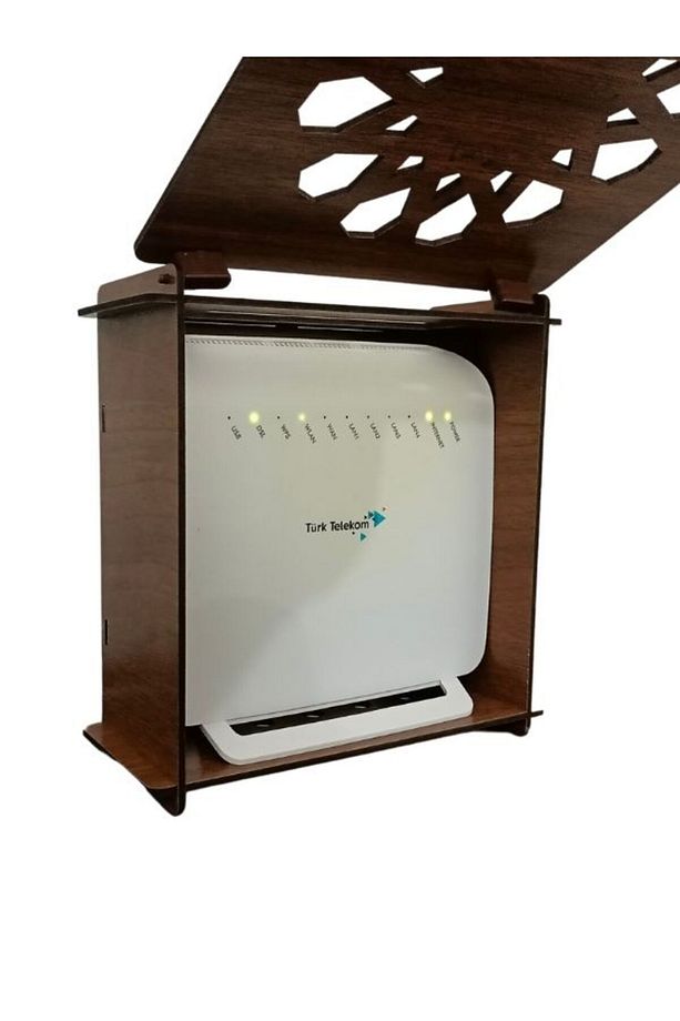 Modem Saklama Kutusu Ahşap Ceviz Dokulu Iç Ölçüler 18 X18x7.5 Cm - 6
