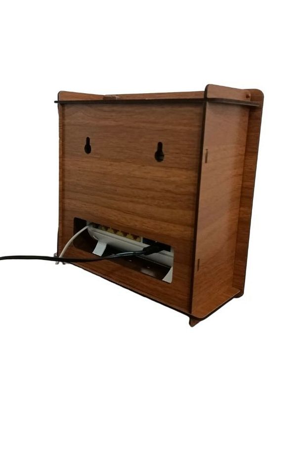 Modem Saklama Kutusu Ahşap Ceviz Dokulu Iç Ölçüler 18 X18x7.5 Cm - 5