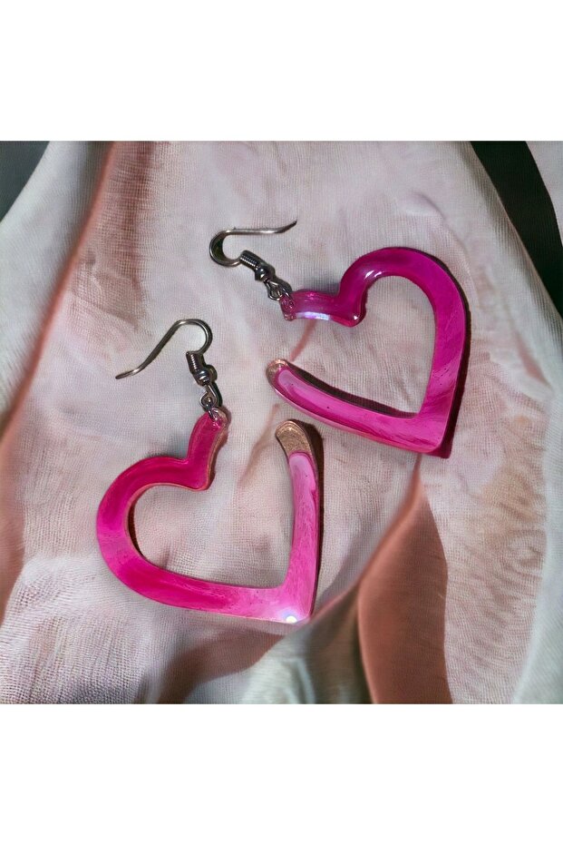 Pembe Kalpli Epoksi Küpe - 3