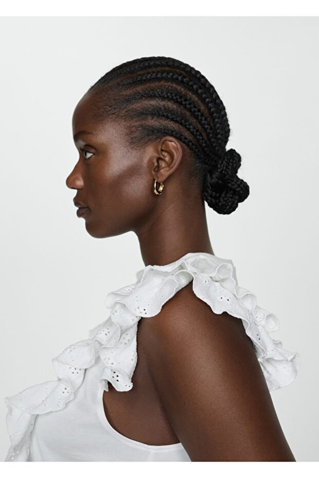 Fırfırlı pamuklu tişört - 5