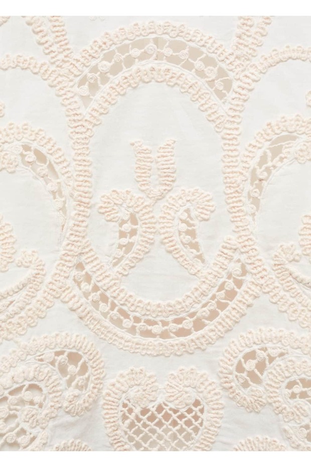 İşlemeli kabarık kollu bluz - 6