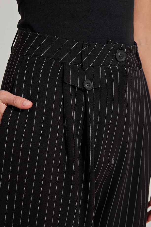 ÇİZGİLİ CARROT PANTOLON - SİYAH - 8