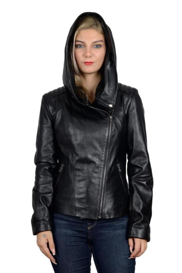 kapşonlu deri ceket - 2