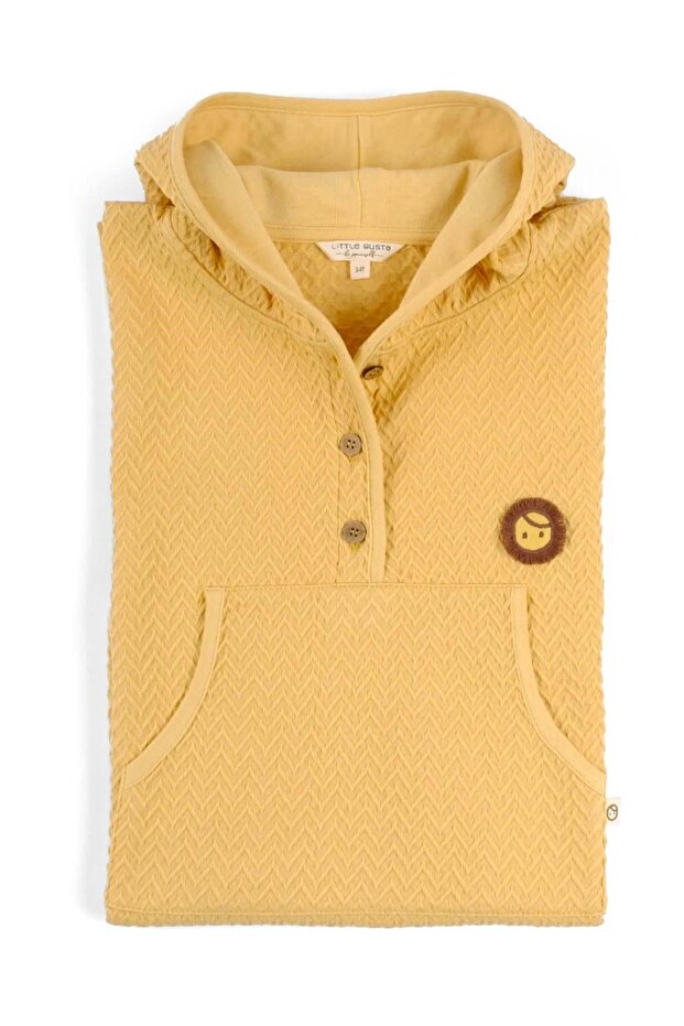 Children's Jacquard Poncho Yellow Organic Cotton