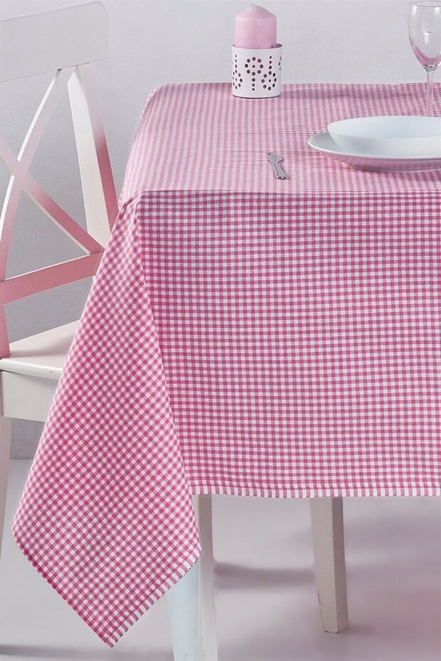 Pötikareli Pembe Masa Örtüsü 170x170 Cm - Bahçe Ve Piknik Için Fonksiyonel Örtü - 2