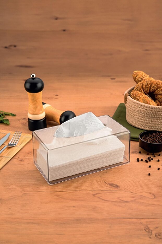 Şeffaf  Peçetelik Masa Üstü Modern Kağıt  Peçete Kutusu Organizer - 1