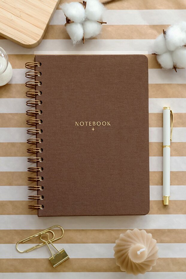 15x21 cm SpirAl Linen NotepAd - Brown A5 - 1