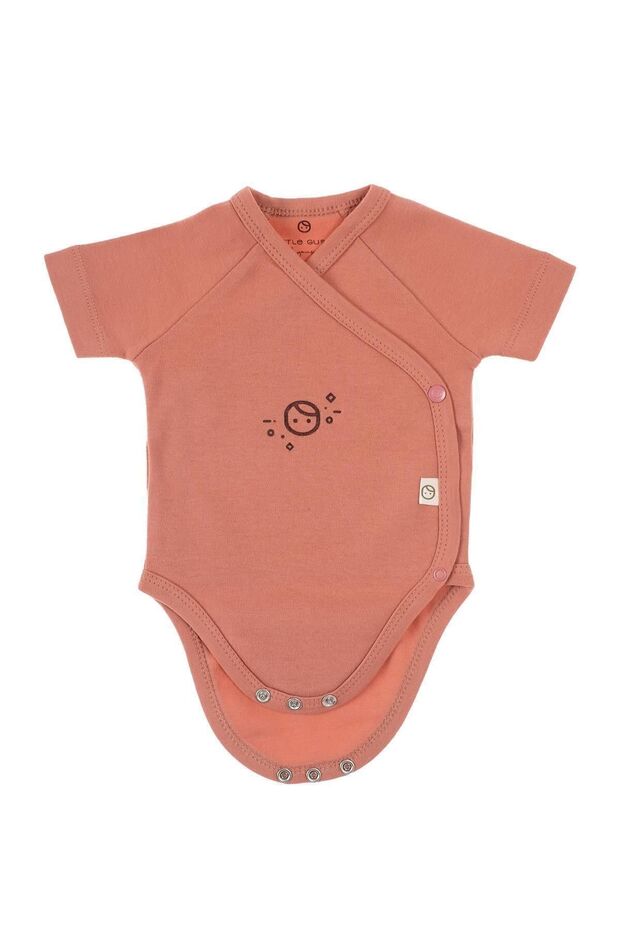 Short Sleeve Double Breasted Bodysuit Newborn Pink Organic Cotton