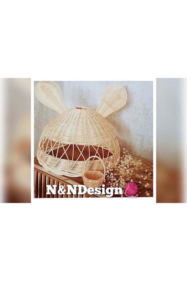 Lampega Çocuk Odası Kulaklı Avize Rattan Bambu Hasır Avize - 1