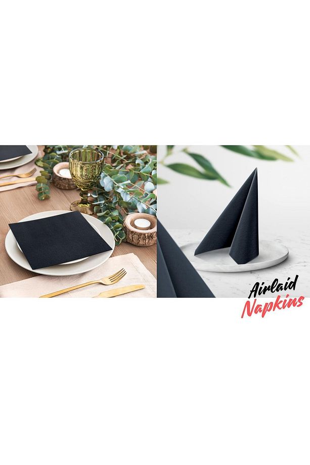 SİYAH KUMAŞ DOKULU PEÇETE 40X40 1/4 50'Lİ PAKET - 4