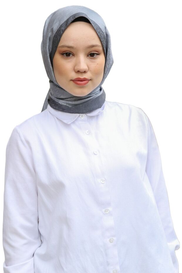 شال مونوغرام - رمادي - 2