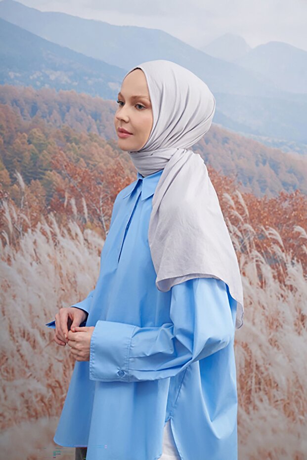 شال قطن ريفي - فضي - 2