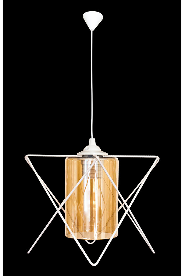 Bade Plastik Camlı Avize Beyaz - 1