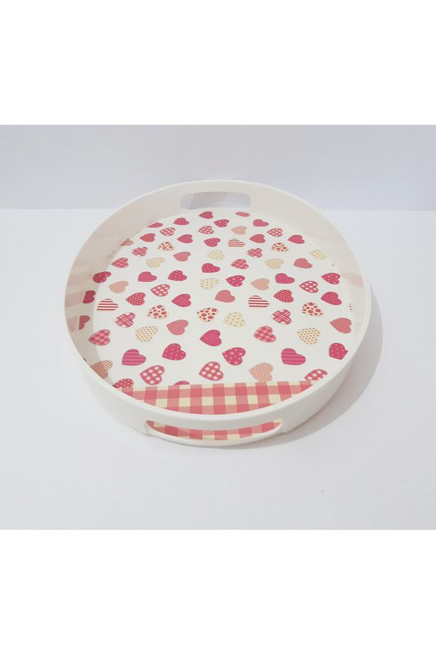 Çay Tepsi Desenli Oval Melamin Çay Tepsisi Servis Tepsi - 5