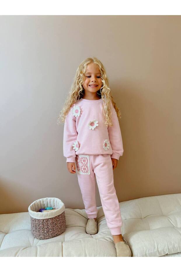 Daisy Motif Girl's Set - Yigit Boutique