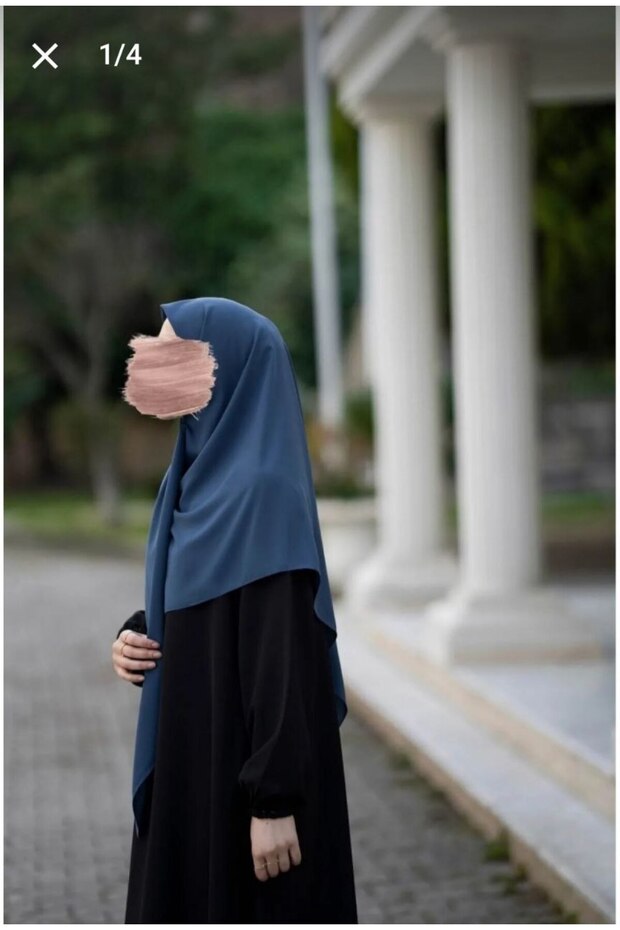 وشاح ميدينا الحريري كبير الحجم باللون النيلي